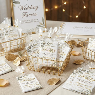 Imán Boda Musulmana Elegancia Hojas de Oro
