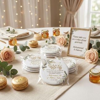 Imán Boda Musulmana Elegancia Hojas de Oro