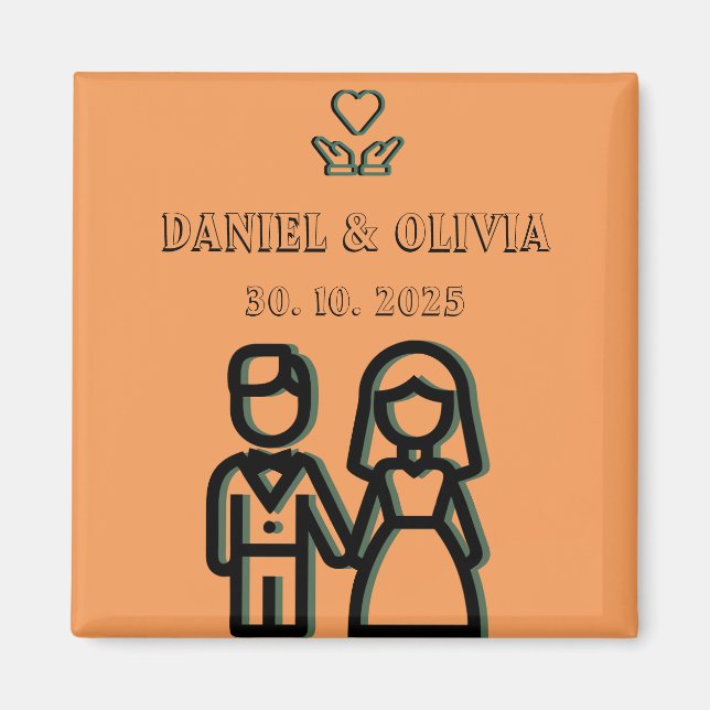 Imán Boda Naranja profundo (Frente)