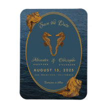 Boda Nautical Gold Seahorse Beach Wedding Save the