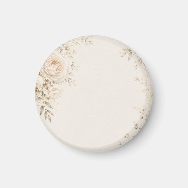 Imán Boda Neutral con Florales Refinados (Frente)