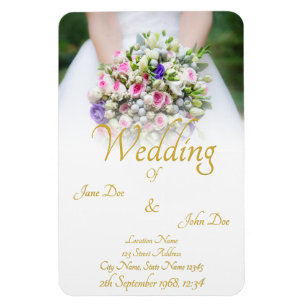 Imán Boda - novia con un ramo boda colorido