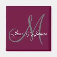 Boda Novia Groom Nombres Monograma Vino Magnet