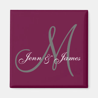 Imán Boda Novia Groom Nombres Monograma Vino Magnet