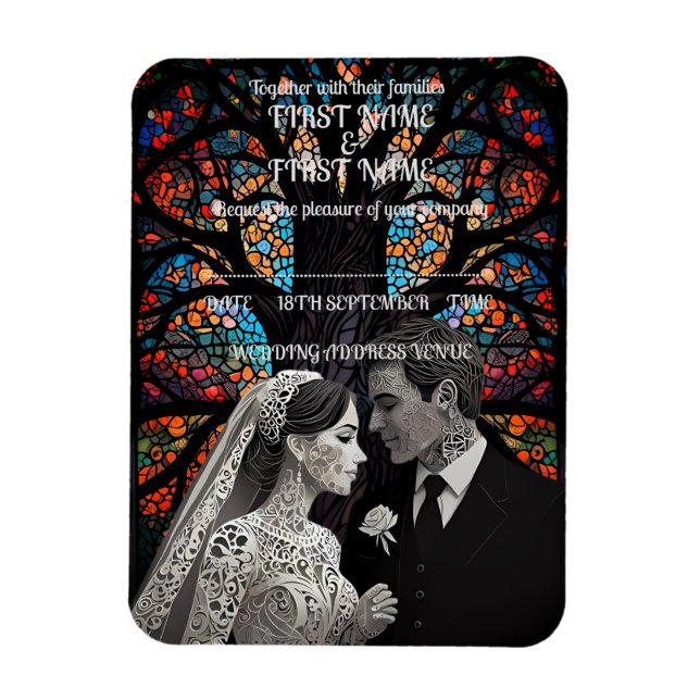 Imán Boda pareja ideas de regalo personalizadas (Vertical)