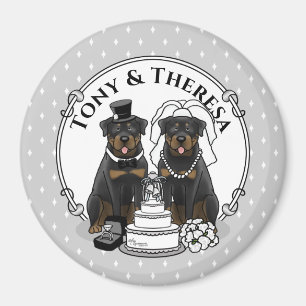 Imán Boda Pareja Rottweilers Bride y Groom Dogs