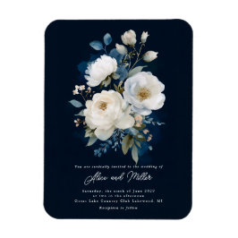 Imán Boda Peony azul y blanco