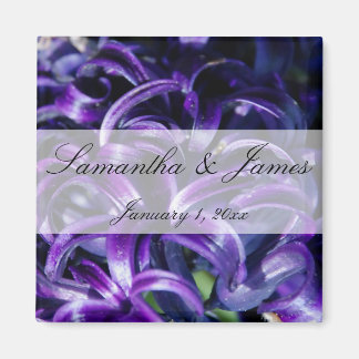 Imán Boda personal de las flores moradas