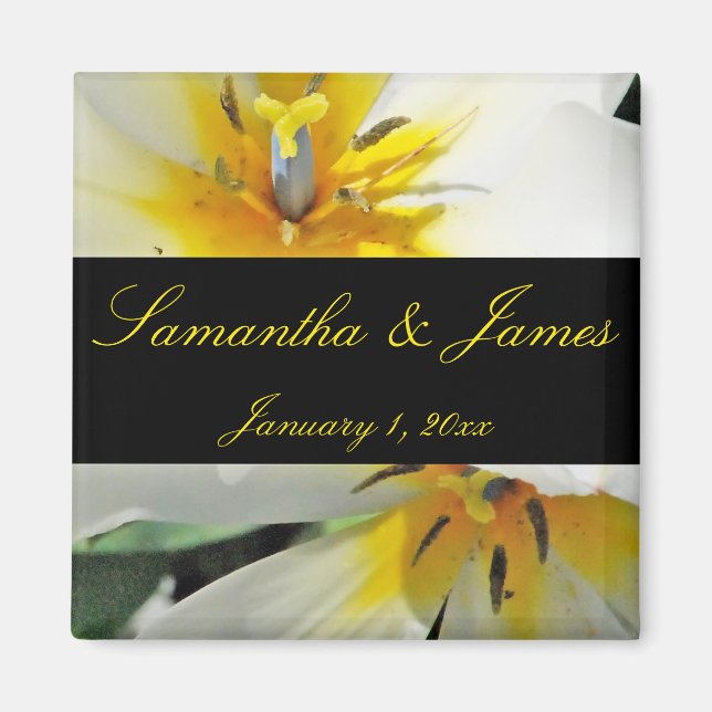 Imán Boda personal de Lilies Blancos Adentro (Frente)