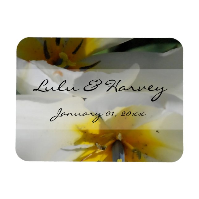 Imán Boda personal de Lilies Blancos Adentro (Horizontal)