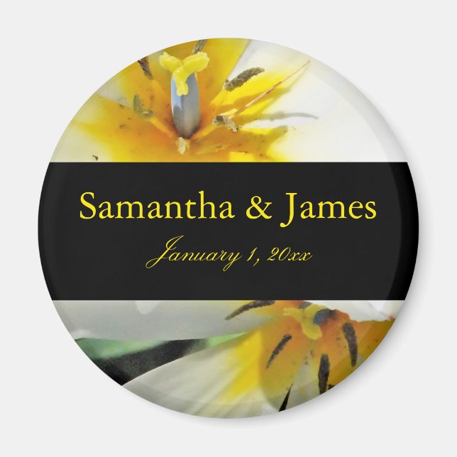 Imán Boda personal de Lilies Blancos Adentro (Frente)