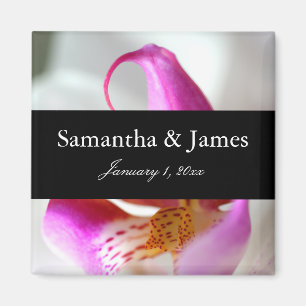 Imán Boda personal de Orquídea Blanca y Púrpura