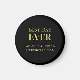 Imán Boda Personalizada de Oro Negro Mejor Día