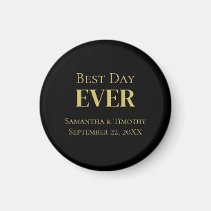 Imán Boda Personalizada de Oro Negro Mejor Día