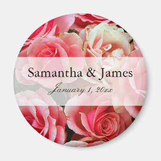 Imán Boda personalizado de Bouquet rosa rosa