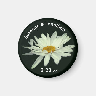 Imán Boda personalizado de la flor de margarita blanca