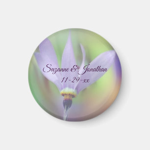 Imán Boda personalizado de la flor púrpura pálida