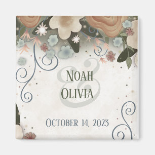 Imán Boda personalizado de la ingenuidad floral románti