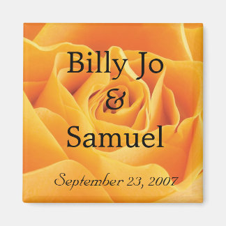 Imán Boda personalizado de rosa amarillo suave