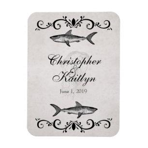 Imán Boda personalizado de tiburones y medusas