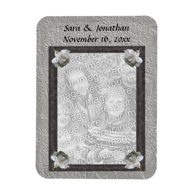 Imán Boda personalizado del marco fotográfico de rosas  (Vertical)