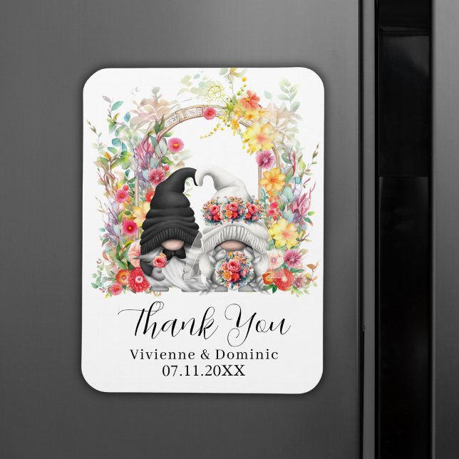 Imán Boda Primaria Gracias Gnome Floral (Spring Wedding Thank You Gnome Floral Magnet
)