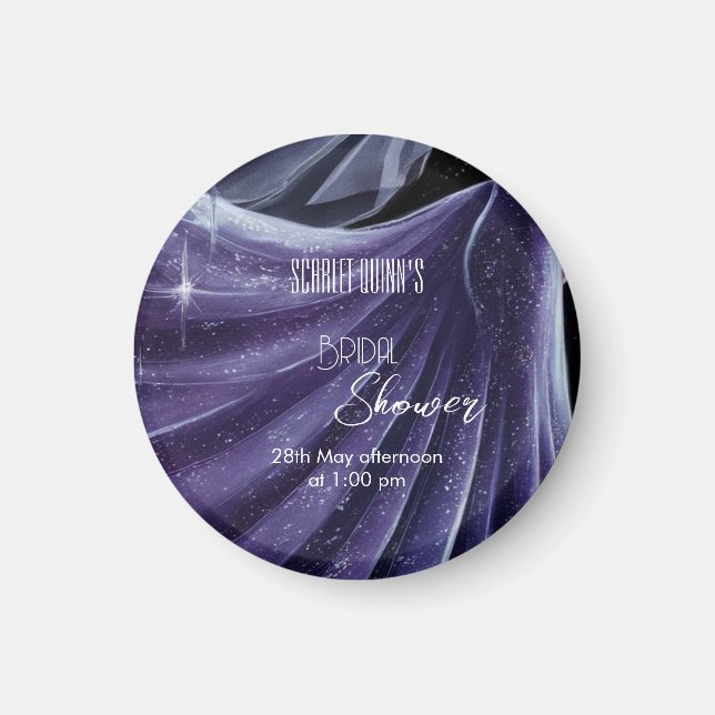 Imán Boda púrpura moderno con ducha de novia #2 (Frente)