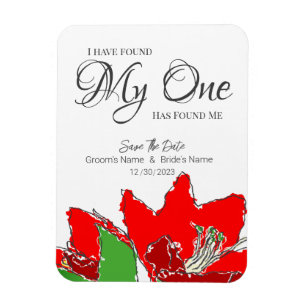Imán Boda Rojo Floral Guardar la fecha
