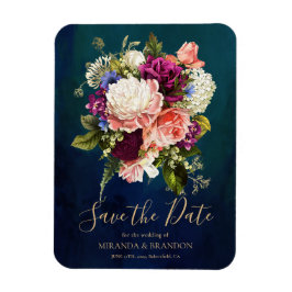 Imán Boda romántico floral esmeralda verde oro