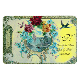 Imán Boda romántico, Rosas Floral Save Date Yellow