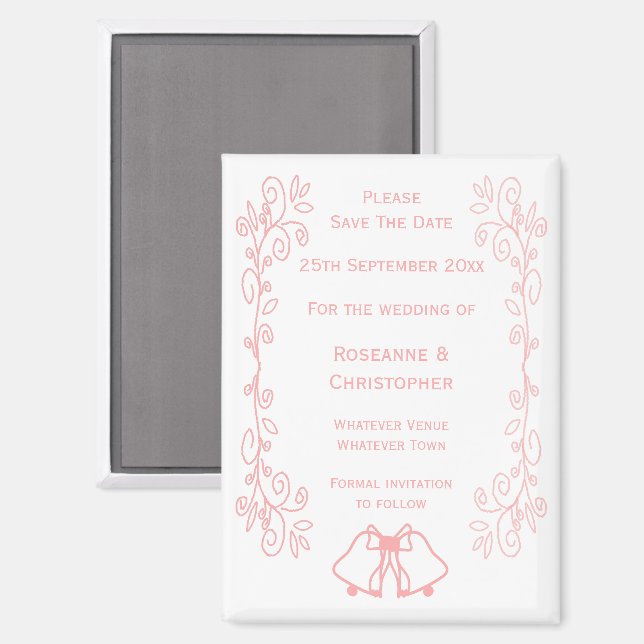 Imán Boda Rosada Salve Las Bells De La Fecha Magnet (Anverso/Reverso)