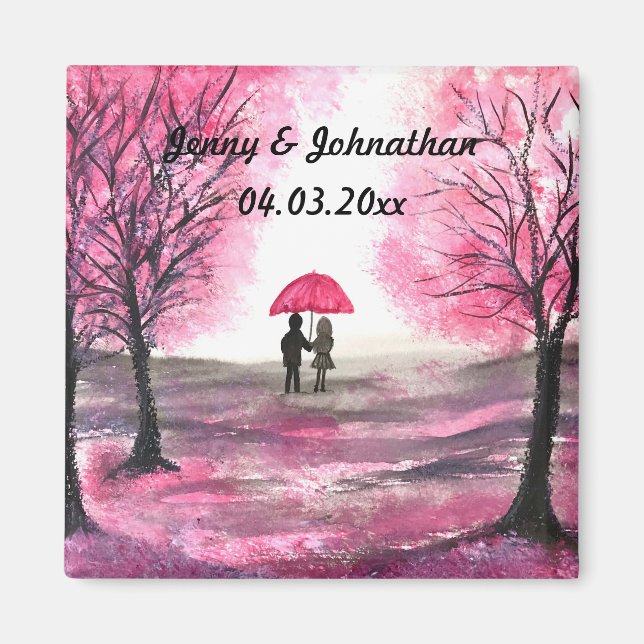 Imán Boda ruso ama el árbol de flores de cerezo de pare (Frente)