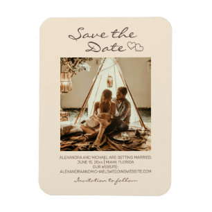 Imán Boda Rústica Boho Corazones 