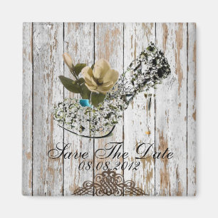 Imán boda rústica de campo boho chic con madera de gran