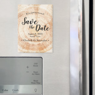 Imán Boda Rustica Personalizada Salven la fecha Madera