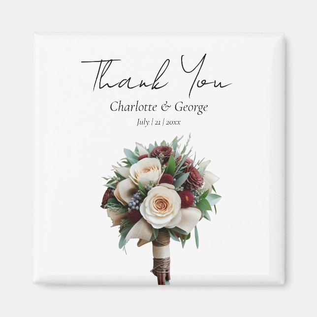 Imán Boda Rústico Bouquet Flower Wedding Favors (Frente)