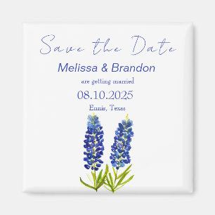Imán Boda Rústico de Bluebonnets Blue Floral Texas