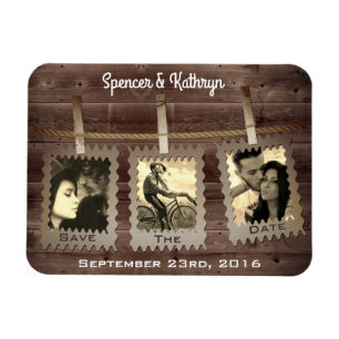 Imán Boda Rústico, Romántico y Vintage "Salva la fecha"