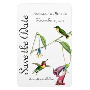 Imán Boda salva la fecha Hummingbirds Flores de pájaro