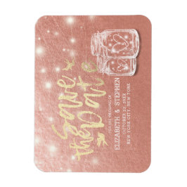 Imán Boda Salva La Fecha Pareja Mason Jars Rosa Oro