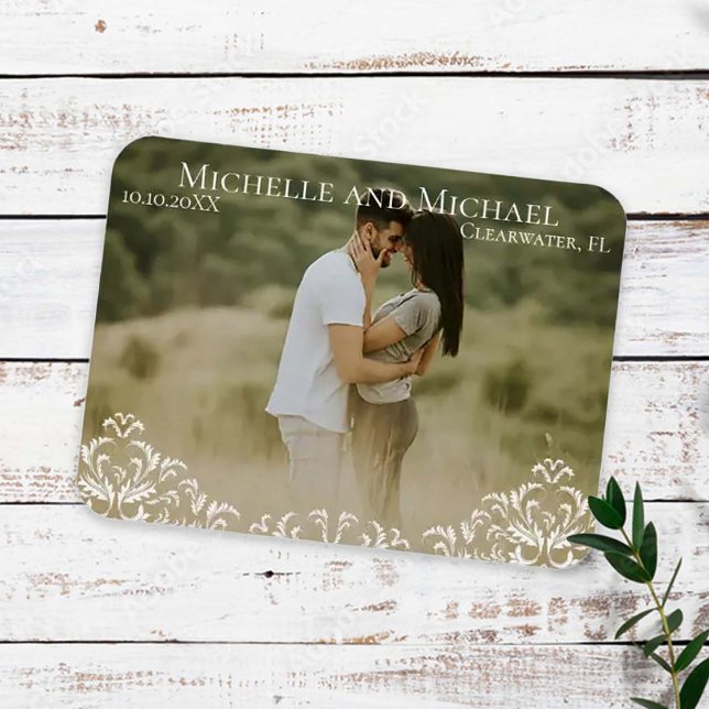 Imán Boda Salvar la caligrafía de foto elegante de fech (Subido por el creador)