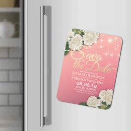 Imán Boda Salvar La Fecha Hidrangea Flores Claras Rosa
