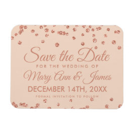 Imán Boda Save Date Rosa Gold Purpurina Confetti Rubor