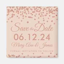 Imán Boda Save Date Rosa Gold Purpurina Confetti Rubor