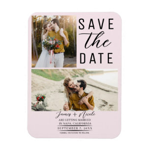 Imán Boda Save the Date Modern Pink Blush 2 Fotos