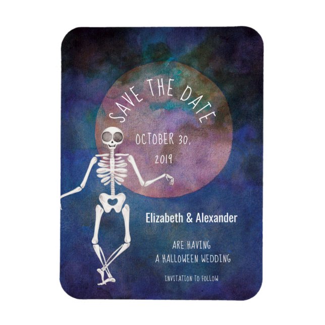 Imán Boda Skeleton/ Halloween /Save the Date (Vertical)