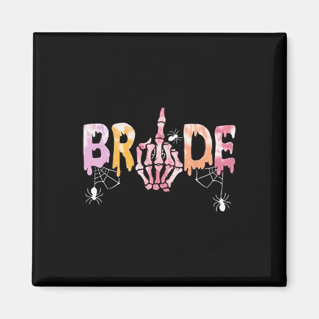 Imán Boda Spooky Halloween Skeleton Bride Just Marri (Frente)