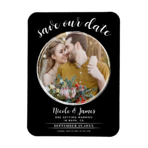 Imán Boda - Tarjeta de Ahorro de Fecha con Foto Redonda
