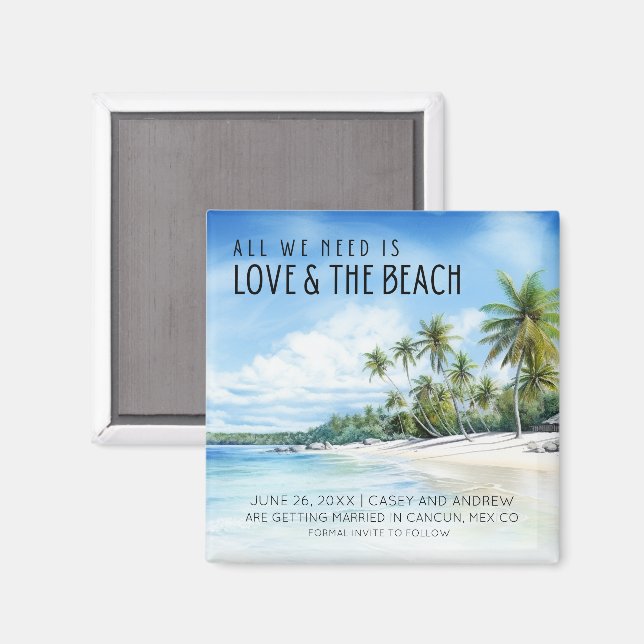 Imán Boda Tropical Beach Wedding Save Date (Anverso/Reverso)
