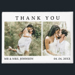 Imán Boda único Gracias<br><div class="desc">Presentamos nuestro Boda Único Gracias Magnet, un conservador bellamente diseñado que le permite expresar su gratitud a sus invitados de una manera especial y memorable. Este imán cuenta con una plantilla de foto boda doble, que le permite subir dos de sus fotos favoritas de su gran día. Ya sea un...</div>